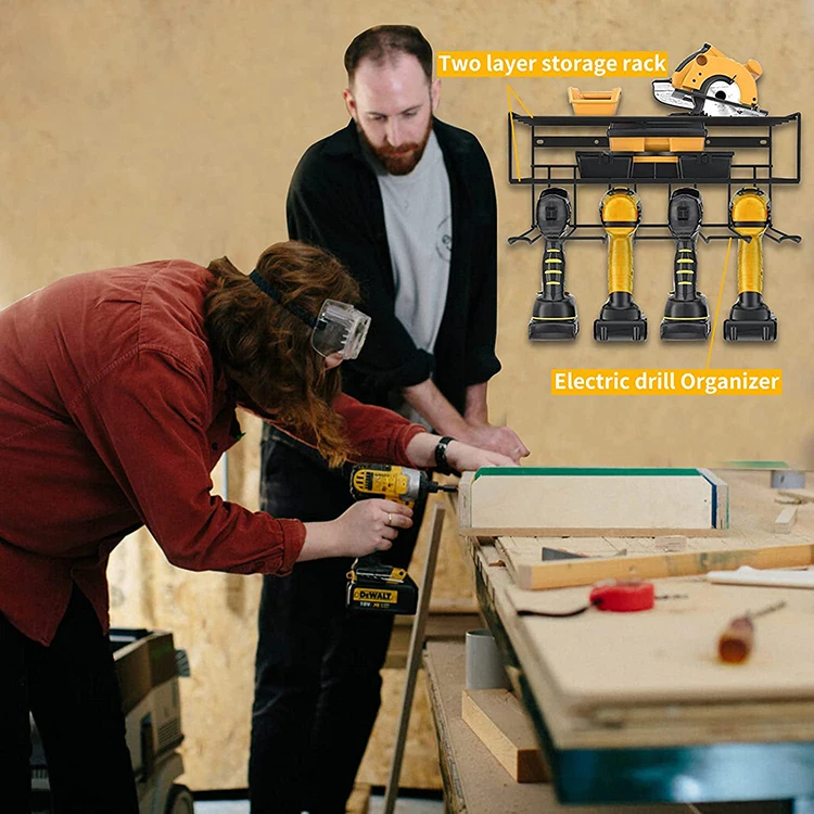 JH-Mech Compact Steel Design Garage Tool Organizer Wall Mounted Storage Rack for Handheld & Power Tools