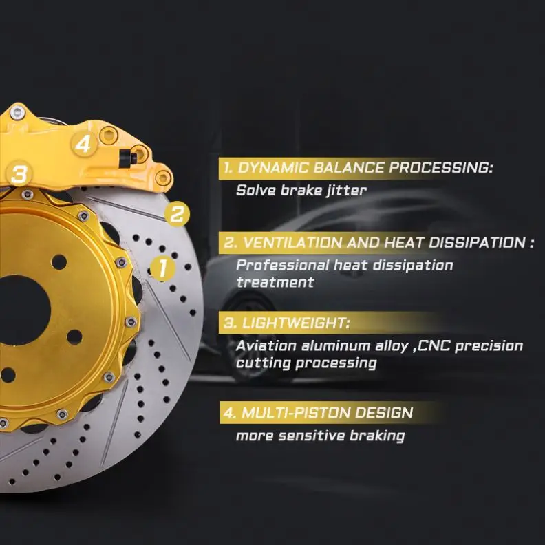 5200 4 Piston Front and Rear Big Brake Caliper Kit for G35 Q50 BMW E36 5X120 with Master Repair Kits