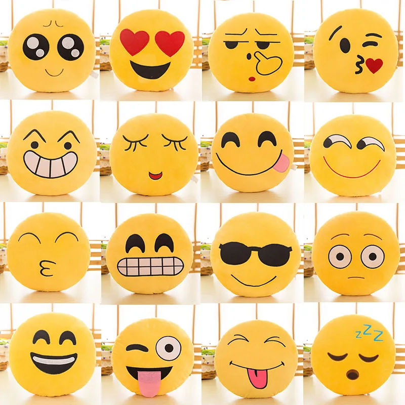 Wholesale Hot Sale Stuffed Pillow Custom 30cm Plush Funny Cute Smiley Throw Cushion Emotion Happy Face Kids Birthday Party Gift