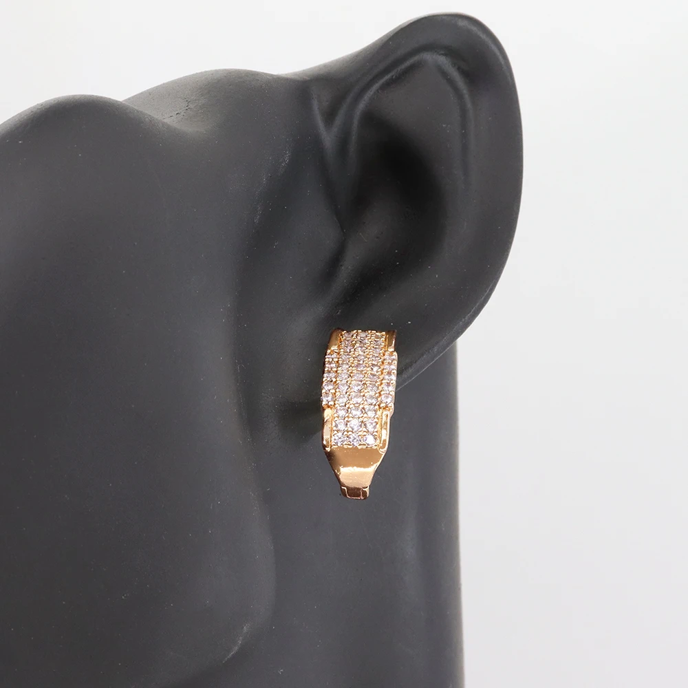 Fashion Jewelry  Brass Bridal English Lock Pakistan Indian Micro Pave Women Zirconia Huggie Hoop Party Earrings