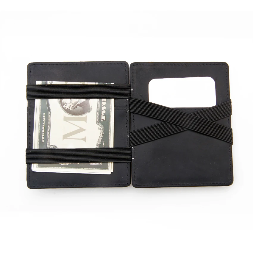 Hot-selling Factory Experienced Manufacture Price  Crazy Horse  Leather Rfid  Magic Coin Pocket Wallet smart wallet