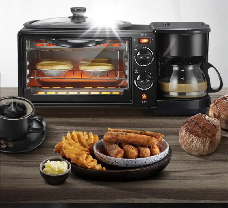 Multifunctional electric 3 in 1 portable breakfast sandwich hamburger makers machine 3 in one toaster oven coffee maker
