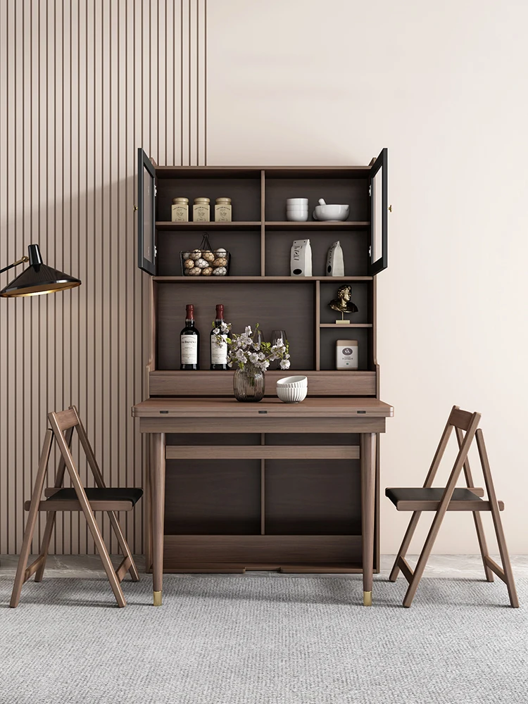 Folding Dining Tables Set Wood Modern Dining Room Extendable Solid Wood Wall Dining Table