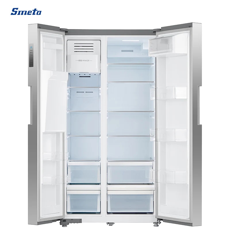 Smeta 746L Large Stainless Steel No Frost Side by Side Refrigerator with Water Dispenser and Ice Maker