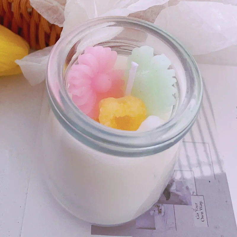 Custom Pudding Dessert Creative Cereal Candles Decoration Food Shape Theme Scented Candles Soy Wax in Glass Jar