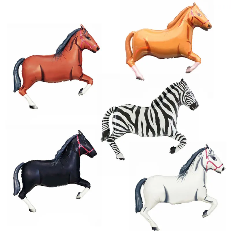103*75cm Farm Large Brown Horse Foil Balloon For Horse Racing Party Decorations Zebra Ballon Boy Birthday Party Supplies