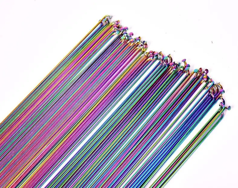Wholesale Customization Bicycle Rainbow Spoke Stainless Steel 14G J-bend Oil Slick Bike Spokes
