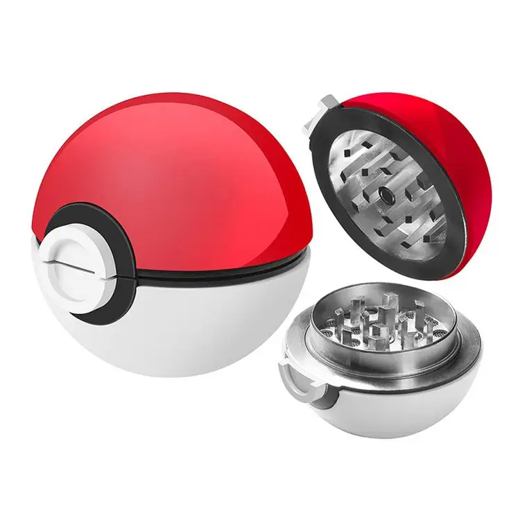 Wholesale Metal dry weed grinder weed accessories wholesale custom logo 55mm herb grinder Pokeball Herb Grinder