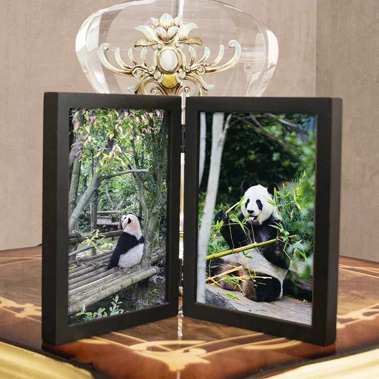 Special Design 5x7 Double Sided MDF Wooden Photo Frame Home Decoration Stand for Desktop Custom Black Gift With Paper Material