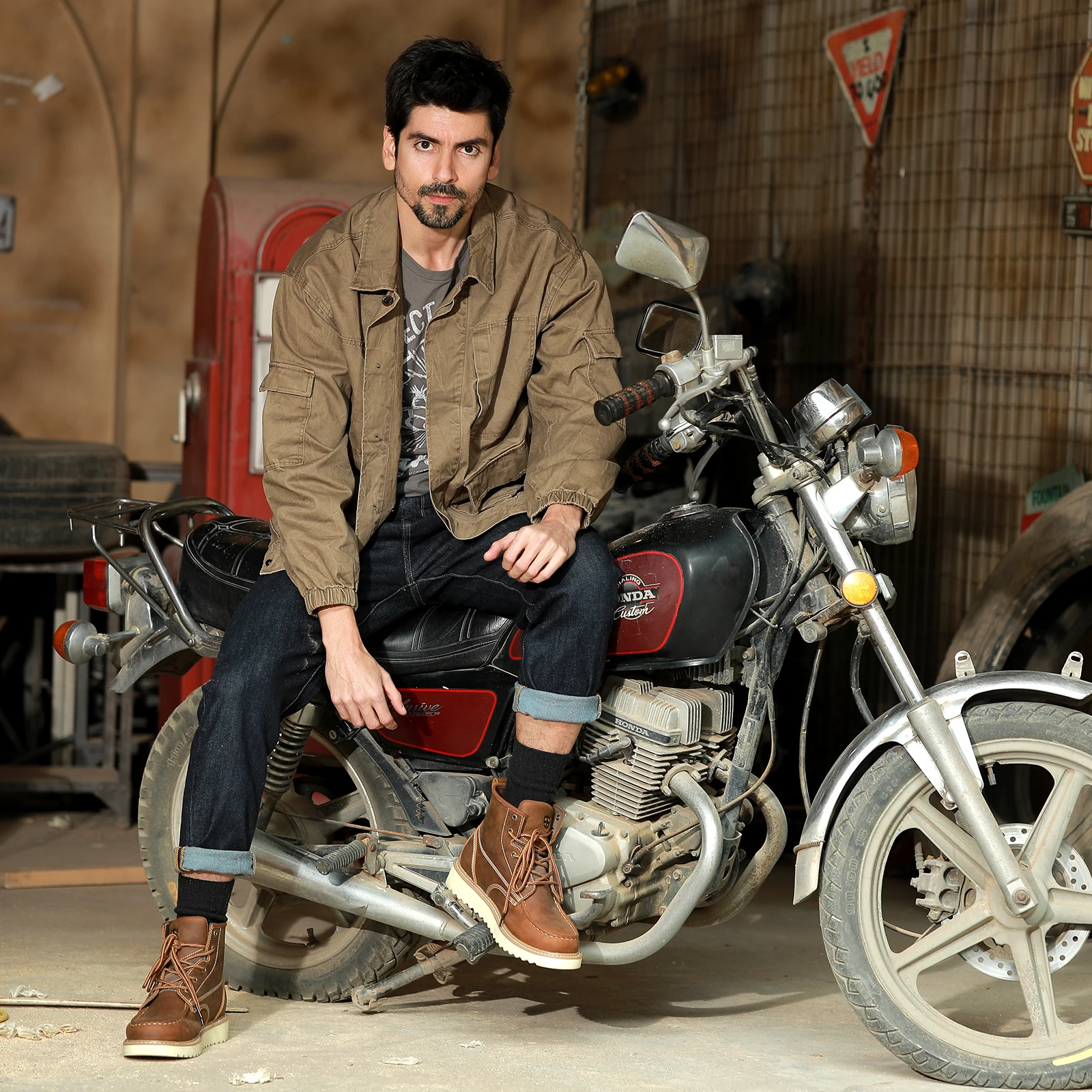 Высококачественные коричневые кожаные ботинки Crazy horse Goodyear Welt для мужчин со стальным носком zapatos punta de acero