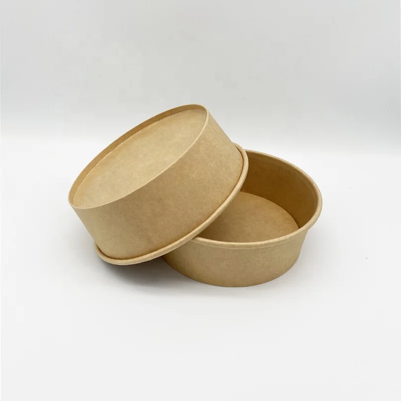 Kraft Salad Bowl Disposable Printed  Customized Paper Bowl Food Container with Clear Lid