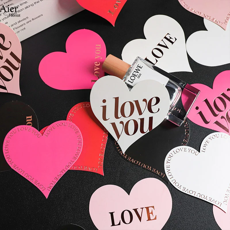 Aierflorist New love series 60 pc heart Hot gold love card rose hanging card