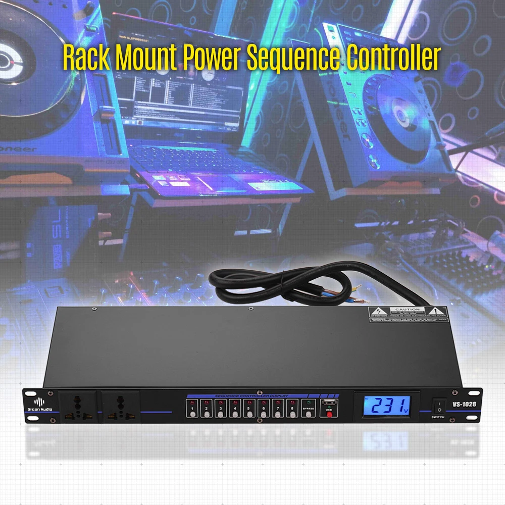 GAX-1028 Профессиональный 10 каналов DJ звуковая система sequencer контроллер стабилизатор напряжения Регулятор питания ЖК-дисплей