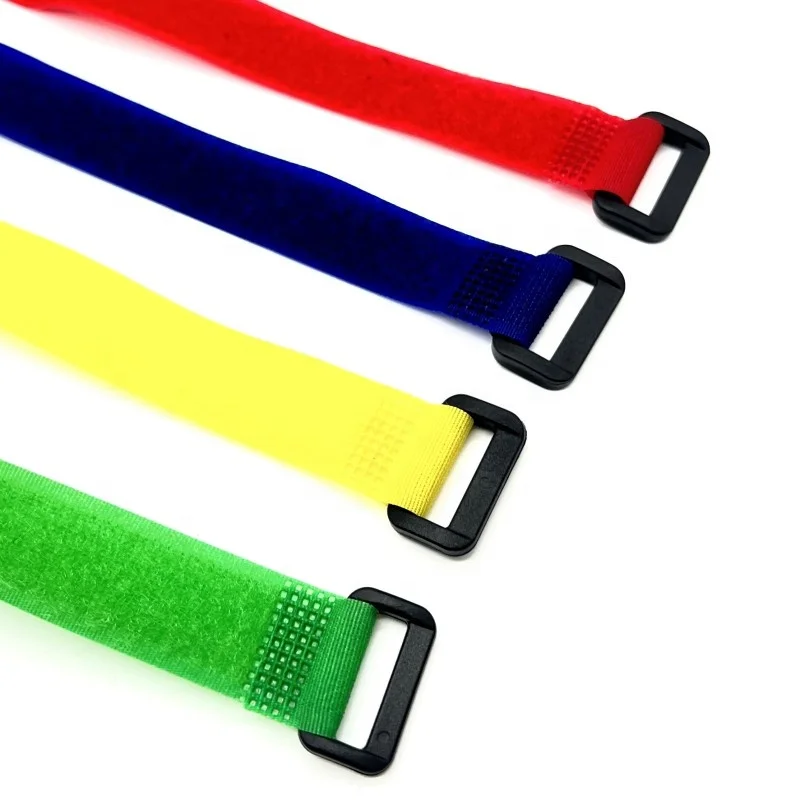 Book strap Sticky Reusable self adhesive double side adjustable with buckle Nylon Hook and Loop Fastener tape Cable Tie