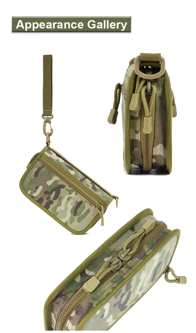 Outdoor Tactical Camouflage Clutch Bag 1000D DuPont Waterproof Clutter Storage Tote with casual coin wallet storage pouch