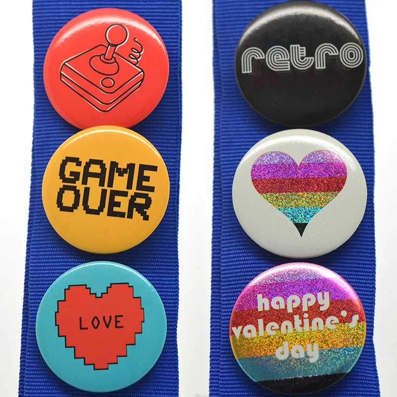 Offset Printing Button Badge Pin Custom Logo Round Shape Badge Button Pin Badge With Safety Pin