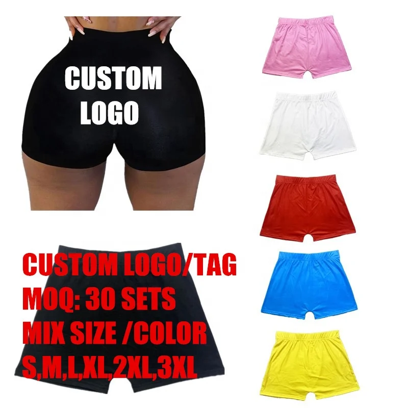Good Quality Running Shorts Custom Logo Women Biker Shorts Good Stretchy Booty Fitness Ladies Solid Color Gym Shorts Women