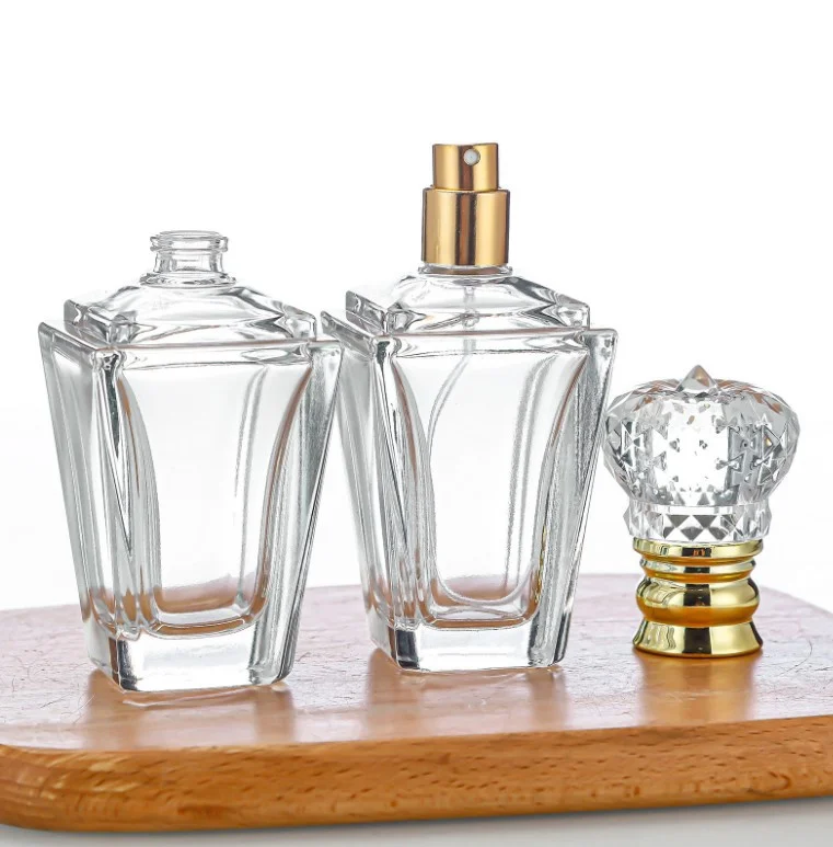 Super Deluxe Round Glass Empty Perfume Bottles 30ml 50ml 100ml Round With Snap-on Spray Atomiser