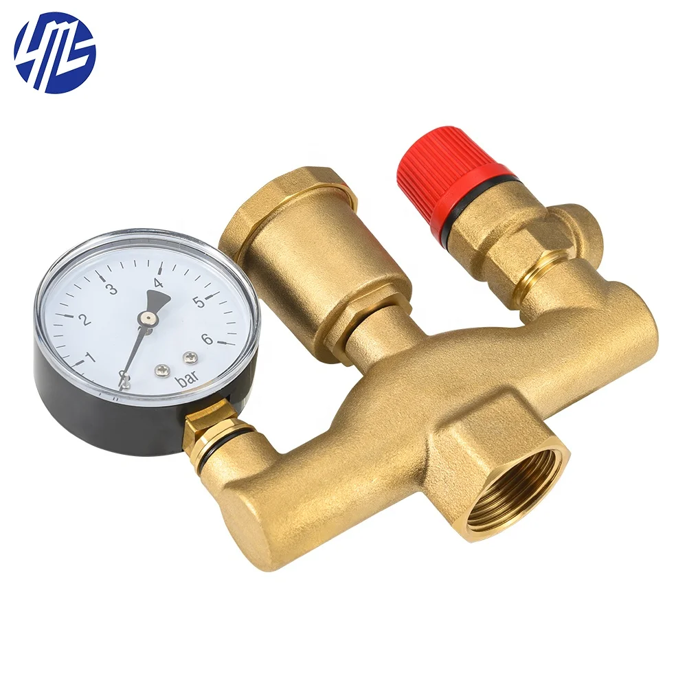 Brass Boiler Parts Set Automatic Air Vent And Safety Valve For Floor Heating