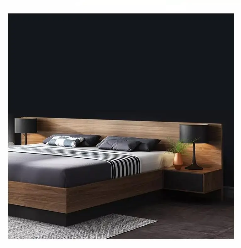 Customized Modern Bedrooms Sets Wood Storage Beds MDF Tatami Double Bed Frame With Storage and Headboard