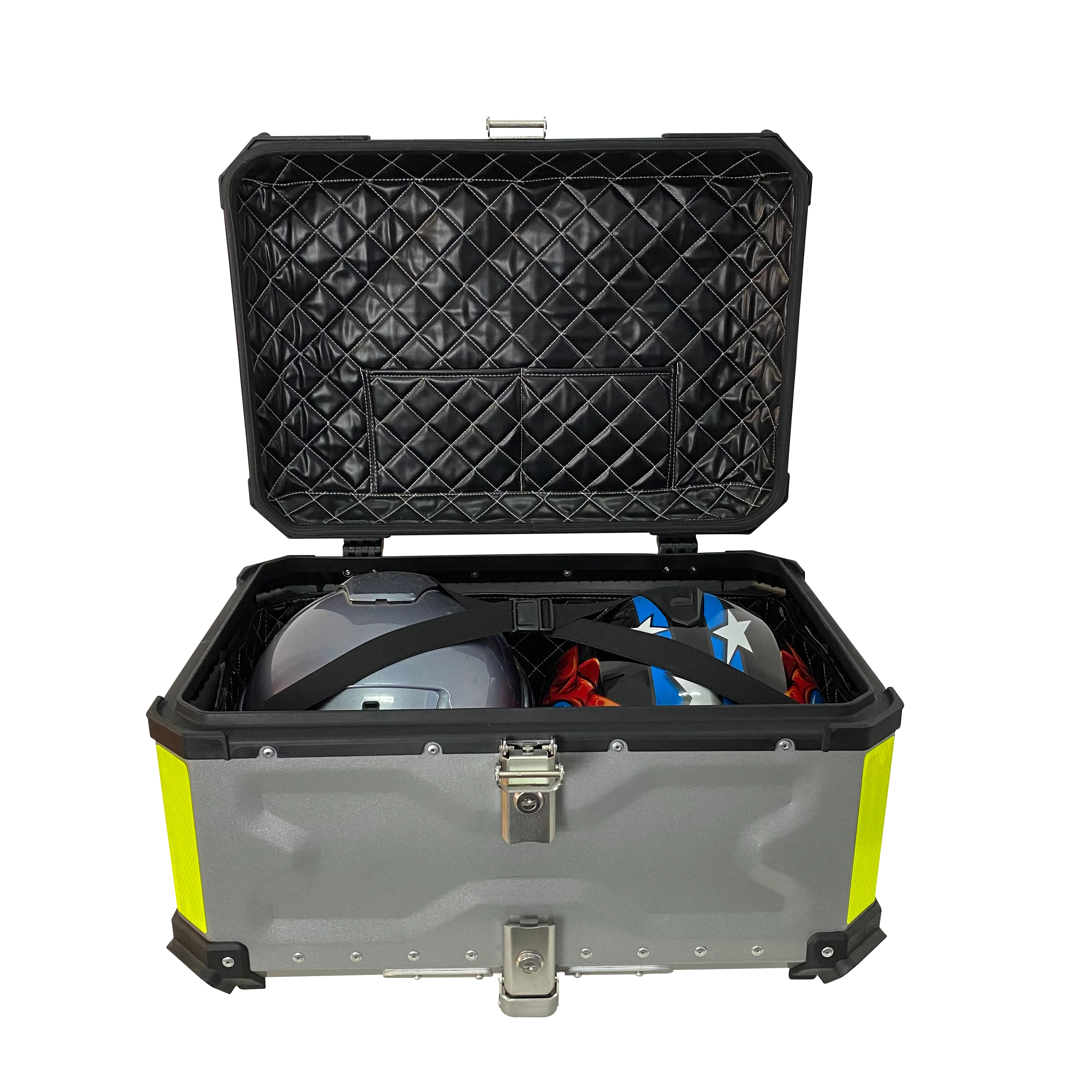 65L Top Tail Motorcycle Rear Luggage Storage Tool Helmet Box Case Lock Trunk Waterproof Aluminum Universal