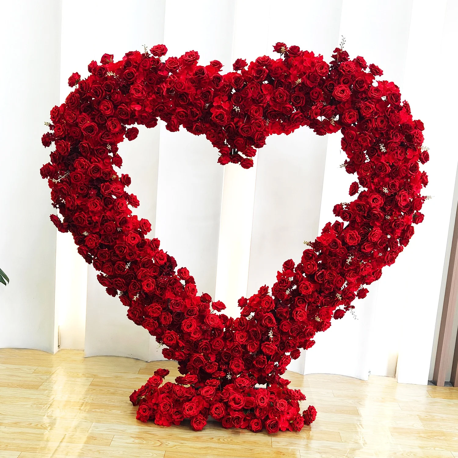 2m Red Heart-Shaped Floral Arch Decoration Cross-Border Wedding Stage Background Arrangement Christmas Fake Silk Flowers