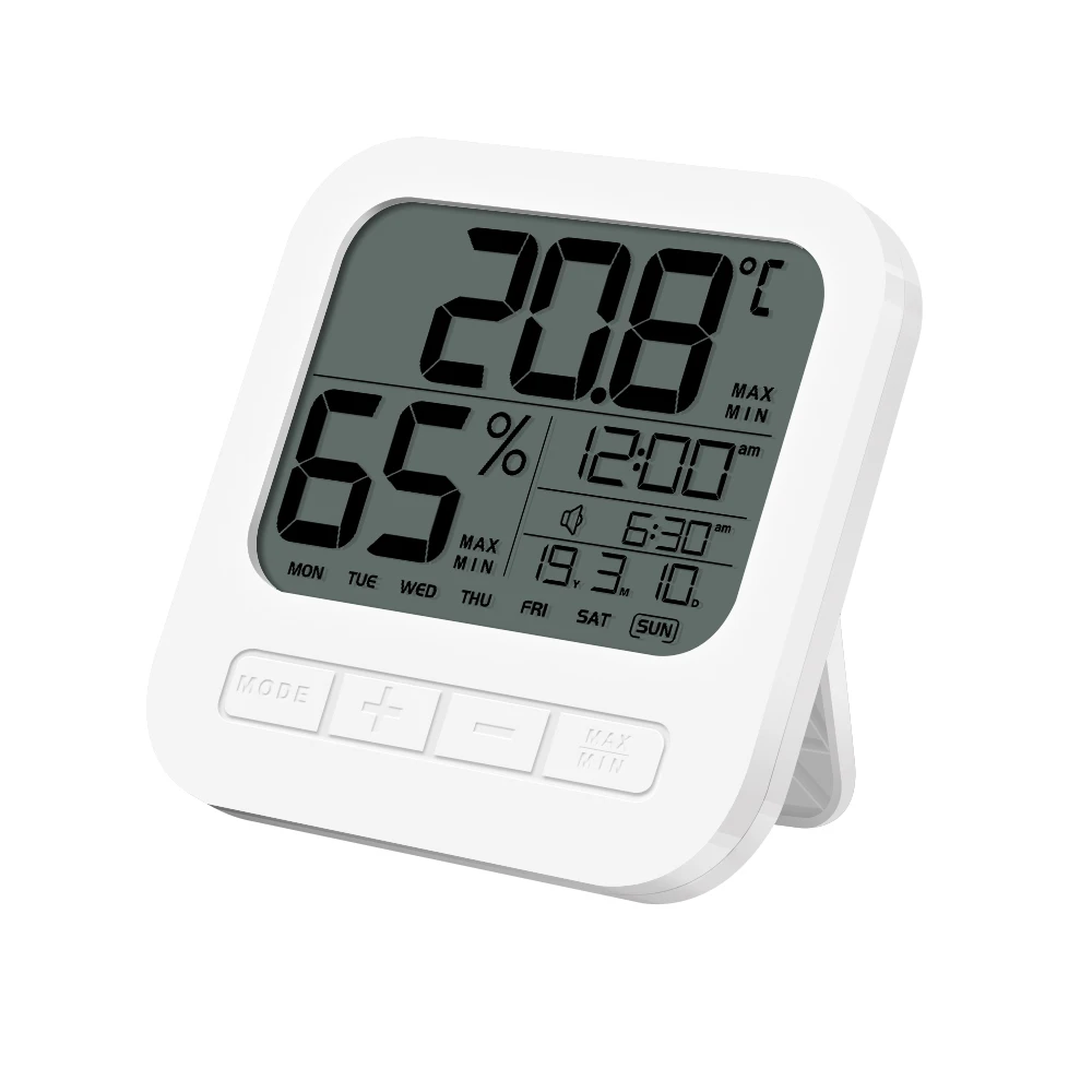 LCD alarm wall table clock with temperature hygrometer calendar,desk table alarm clock