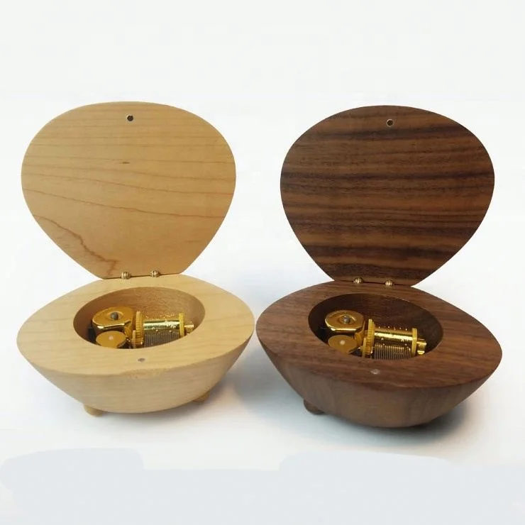 Most Interesting Shape Walnut Music Box Mechanism