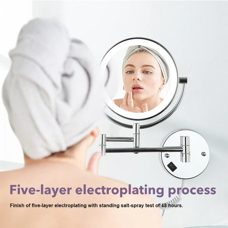 New Design Low Price Wall Hanging Mirror Bathroom Decorative 3d 3x 5x 7x 10x Magnify Modern Led Wall Mirror