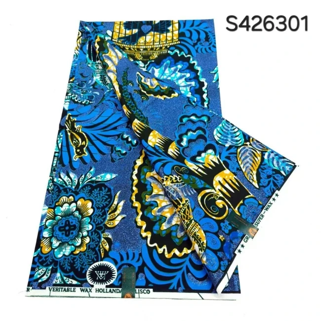 New Design Wholesale Luxury Super Gold real wax print Dutch 100% Holland cotton soft wax cloth fabric for garment home textile