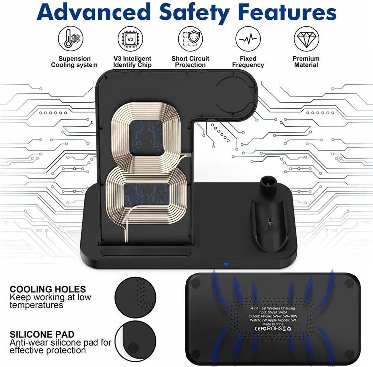 Foldable Mobile Phone 3 in 1 Wireless Charger 4 in 1 Wireless Charging Station