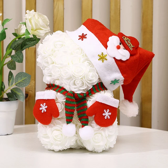 25cm Pe Artificial Rose Flower Bear As Gift Use For Valentines Day Birthday Mothers Day