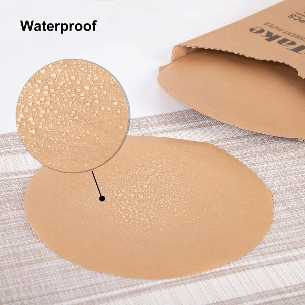
High Temperature Silicone Baking Paper Greaseproof Custom Size Unbleached Round Parchment Paper Sheet 