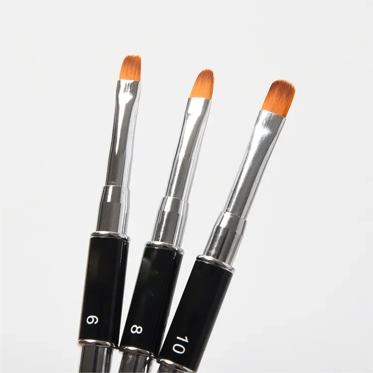 3 size styles kolinsky nail brush 6 8 10 case art metal handle gel nail brush set private label kolinsky nail polish brush