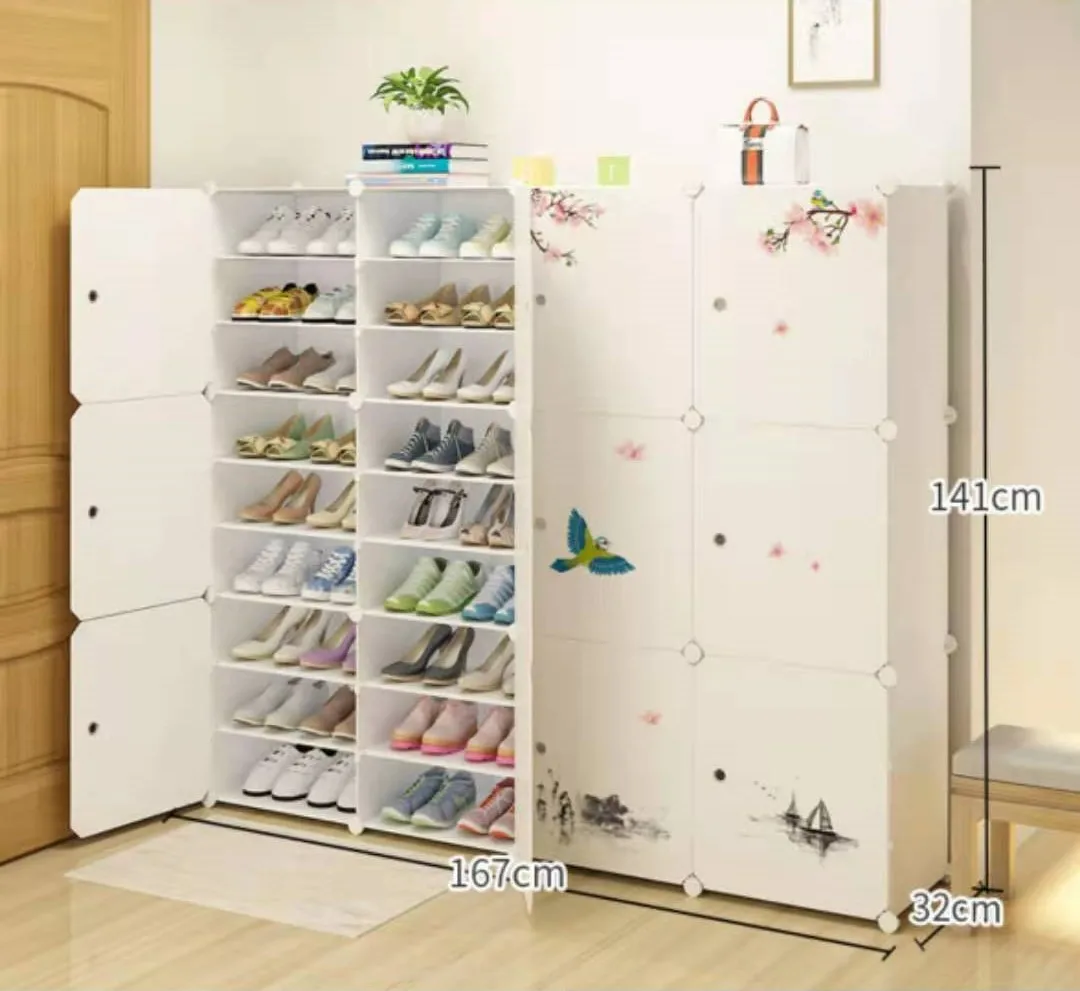 
Smart-Furn jumbo flower 6-9 tiers Shoe rack organizer cabinet plastic storage modular shelf with DIY stackable box cube closet 