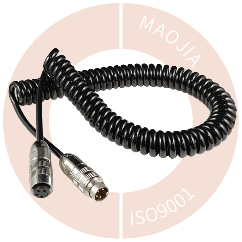 Custom 0332 04/0322 04 circular connector coiled cable assembly aviation wire harness spring cable