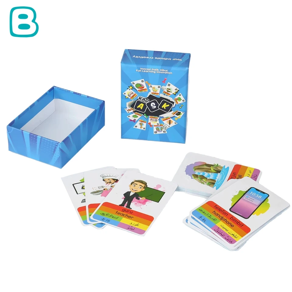 Factory Custom Flash Card Printing Customized Children Education Cards Game Multilingual Learning Card Set