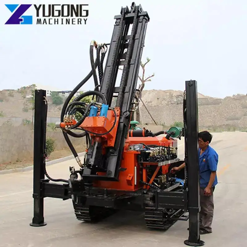 400m crawler mounted diesel engine driven borehole DTH pneumatic water drilling rig