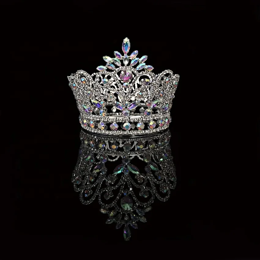 Adult Custom Crystal Full Round Crown Beauty Tiara