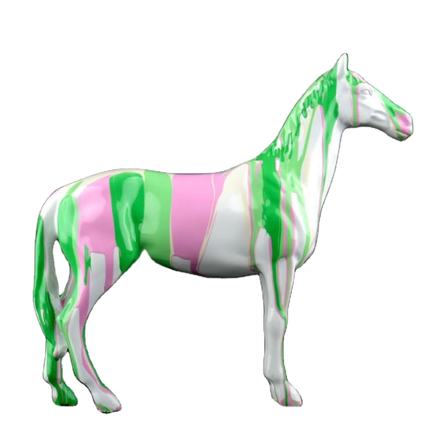 Indoor Full Colour Spray Painted Art Sculptures Horse Polyresin Pop Art Sculpture Decoration.jpg