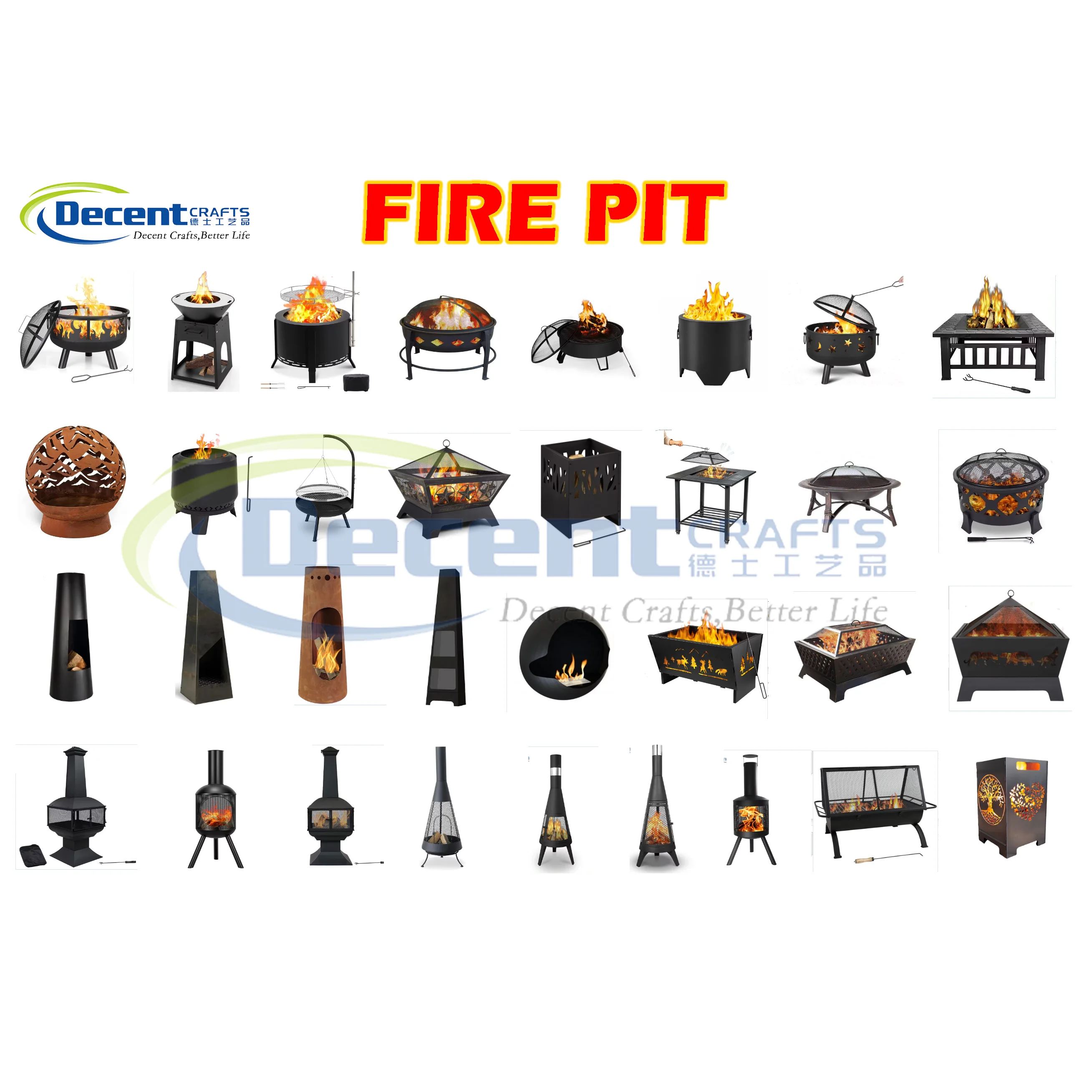 Metal Solid Iron Background Outdoor Heater Home Decoration Luxury Heater Wood Burning Fireplace with Fire Poker