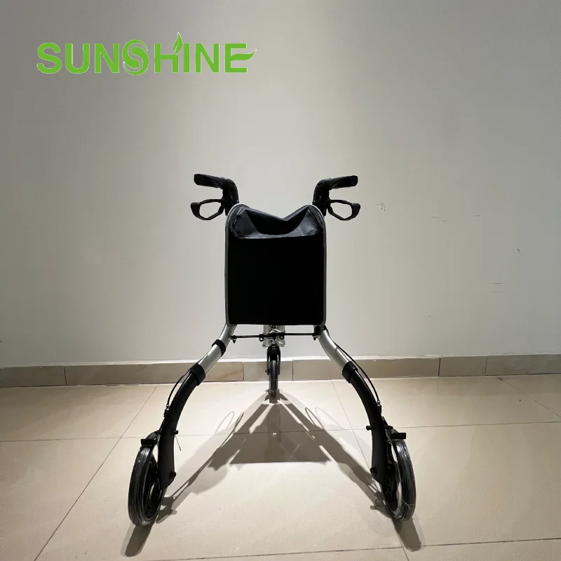 RO560 Lightweight Three Wheel Rollator Height Adjustable Durable Aluminum Rollator Walker Foldable Deluxe Mobility Aids