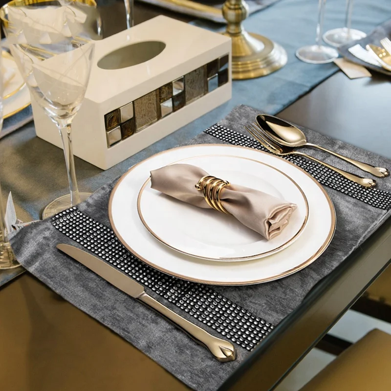 European gold-rimmed round bone china white Western tableware Ceramic Plate bowl coffee cup steak Crockery dinner sets