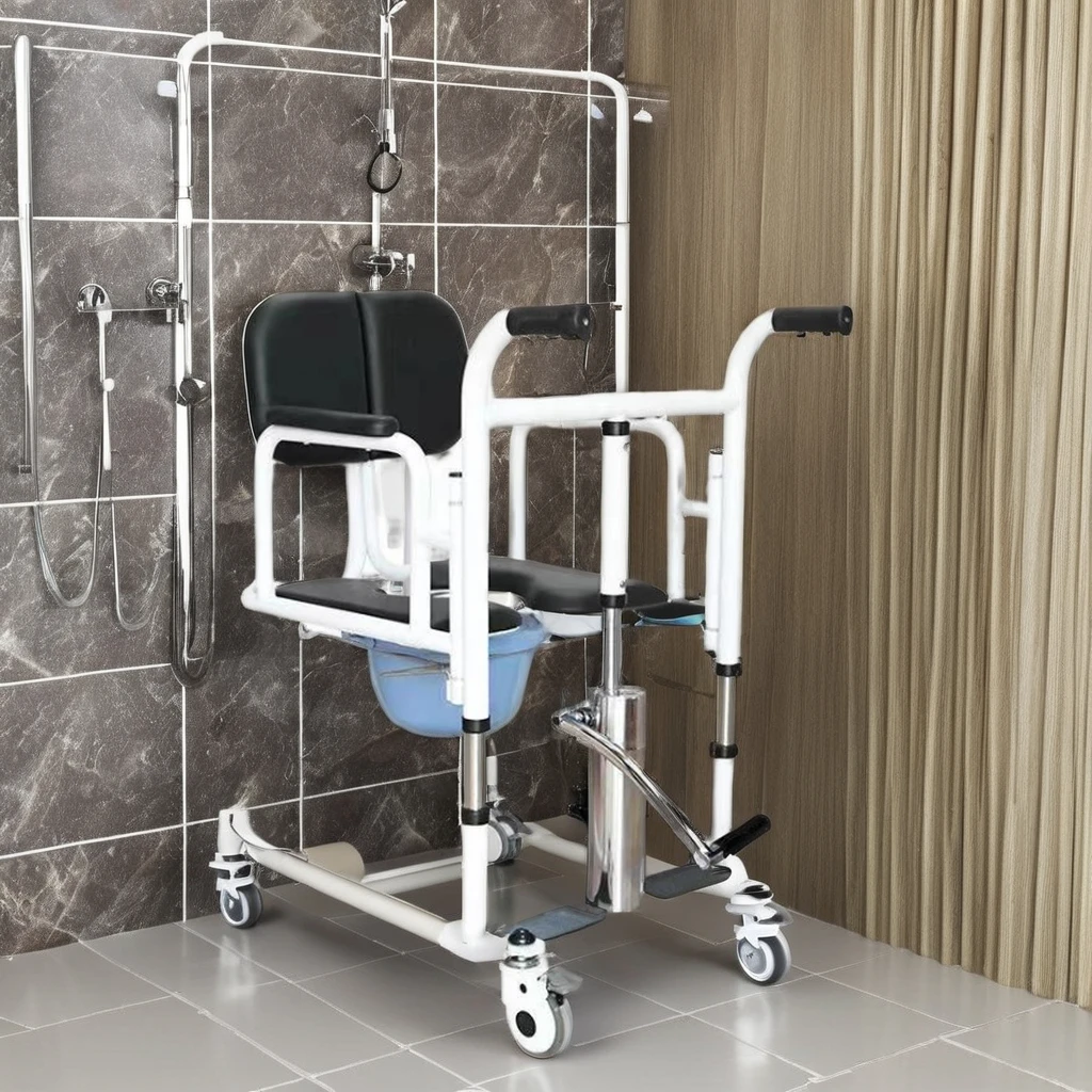 Multifunctional Hydraulic Lift Patient Transfer Chair Medical Commode Handicapped Invalid Bathroom Safety Equipment including
