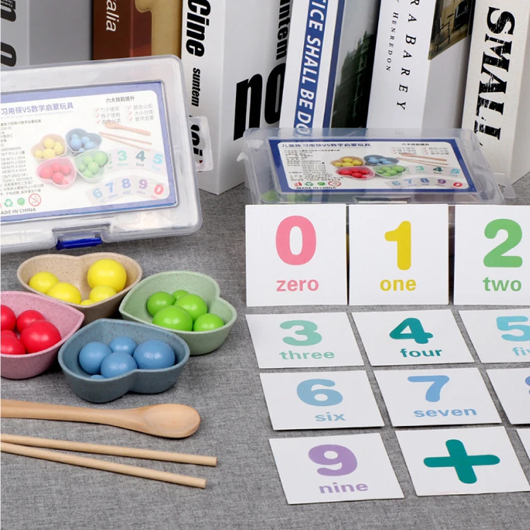  Hot Sale Children Math Toy Montessori Toys Wooden Clip Beads Multi-functional Practice Chopsticks Kids Early