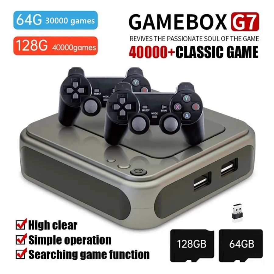 G7 Android TV Console Gamebox 40000+ Games Retro Video Game Player Support WiFi 4K HD 50+ Emulator For PS1/N64/DC/PSP Gaming Box