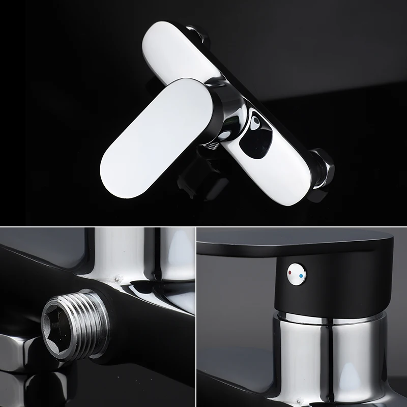 35MM Ceramic New Design Chrome Brass Single Handle Bathroom Black Mixers Bath & Shower Faucets