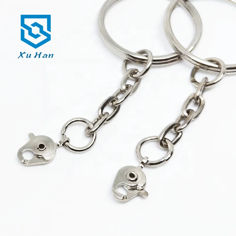 Wholesale metal split ring with chain lobster hook key ring