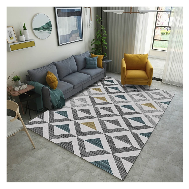
European styles polyester cut pile non slip living room custom print area rug 