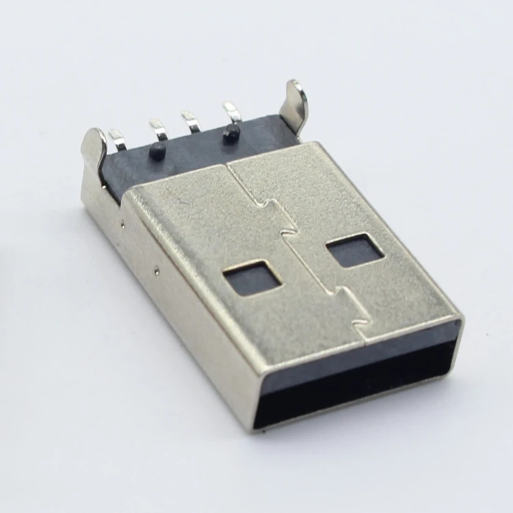 Usb2.0 Type A Welding Solder Plug Straight Sink Plate 4.9Mm 4 Core Cable 180Degree PCB Mount SMT Male Usb 2.0 Connector Smd